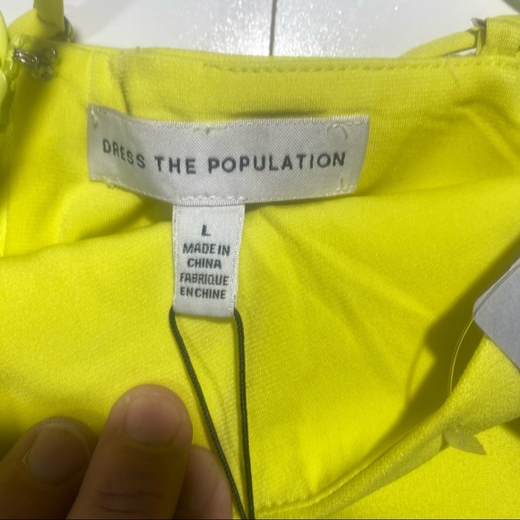 Dress the Population Alana Bodycon Midi Dress InThe Color Lemongrass NWT L *Flaw - Picture 13 of 15